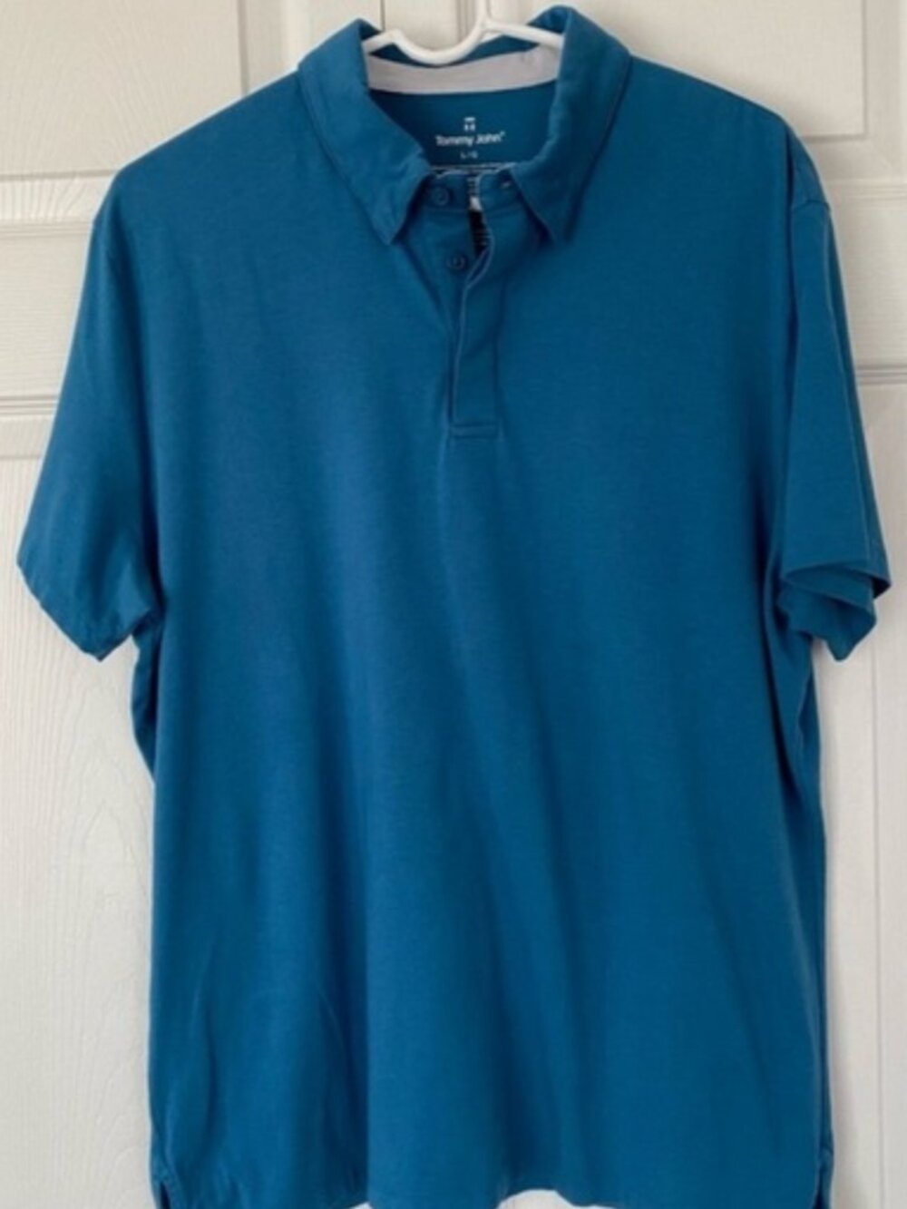 Tommy John Polo NWOT Second Skin Comfort Shirt Blue Short Sleeve size Large